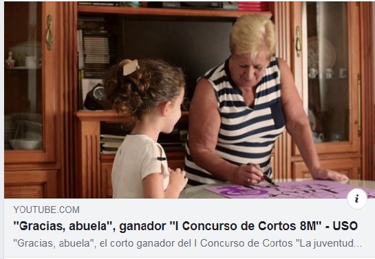 «GRACIAS ABUELA», GANADOR «I CONCURSO DE CORTOS 8M» USO