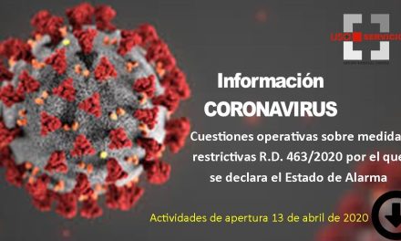 Cuestiones operativas sobre medidas restrictivas R.D. 463/2020 por el que se declara el Estado de Alarma, actualizado a 2 de abril del 2020