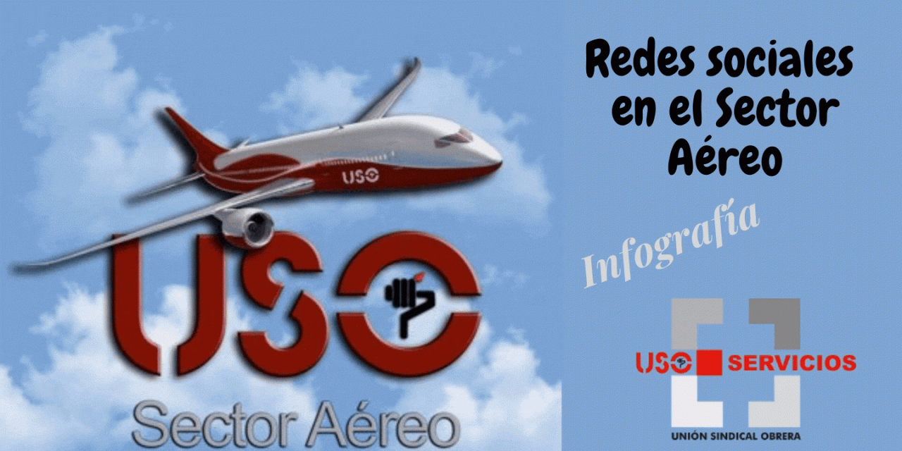 Infografía de como acceder a la web y redes sociales del Sector Aéreo