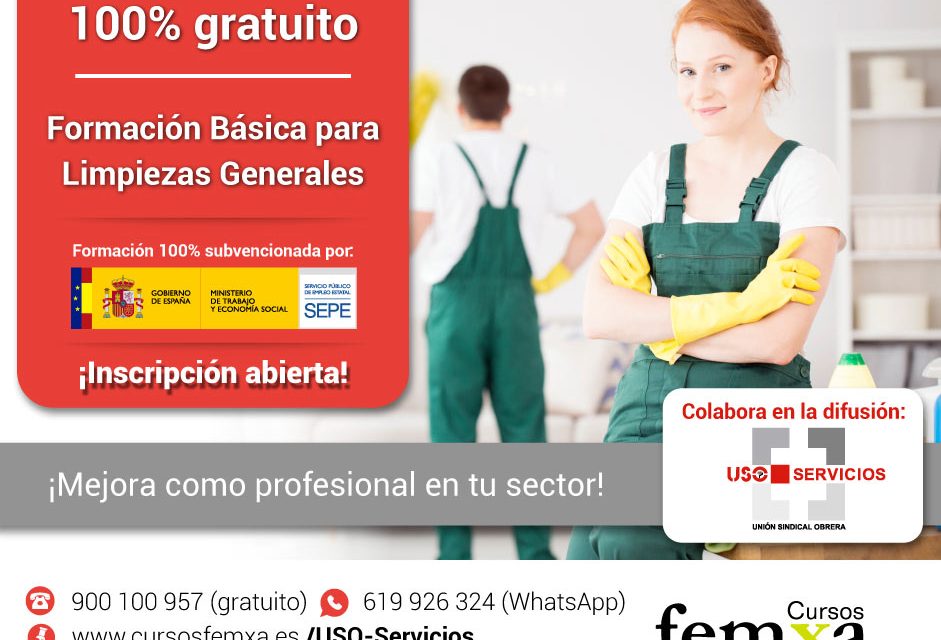 Curso online 100% gratuito de formación básica para limpiezas generales