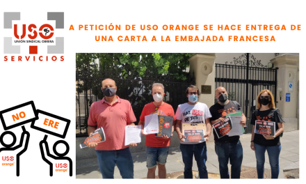 A petición de USO Orange se hace entrega de una carta a la Embajada Francesa