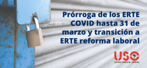 Decreto que regula la prorroga de los ERTES hasta 31 de marzo