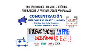 LSB-USO convoca una movilización en Ambulancias La Pau Transporte Programado