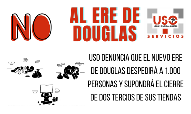 USO denuncia que el nuevo ERE de Douglas despedirá a 1.000 personas y supondrá el cierre de dos tercios de sus tiendas