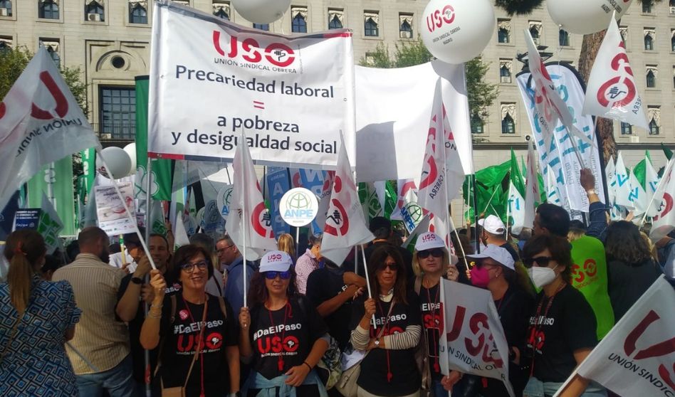 USO encabeza la concentración ante la sede del Ministerio de Trabajo y Economía Social en Madrid