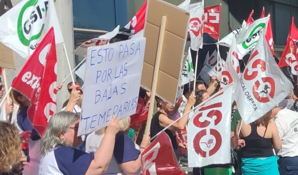 USO presente en las concentraciones del Hospital San Pedro de Alcántara en Cáceres